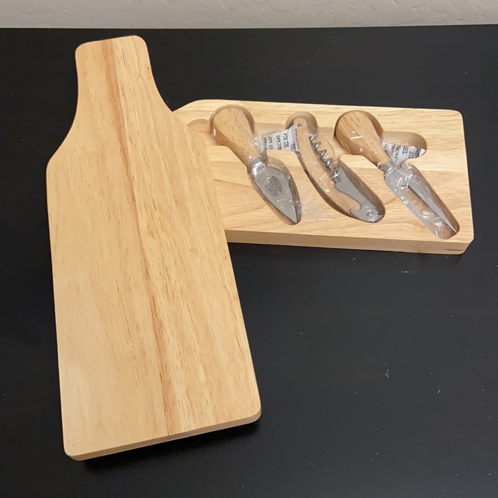 NWT Cheese Board with Tools and Wine Opener
